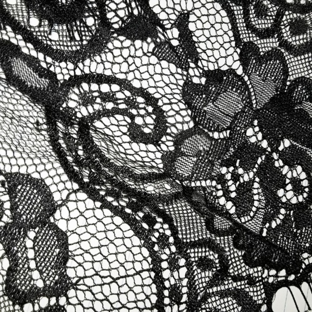 Black Lace Cold Shoulder Chemise Dress Cover Up - Picture 7 of 7